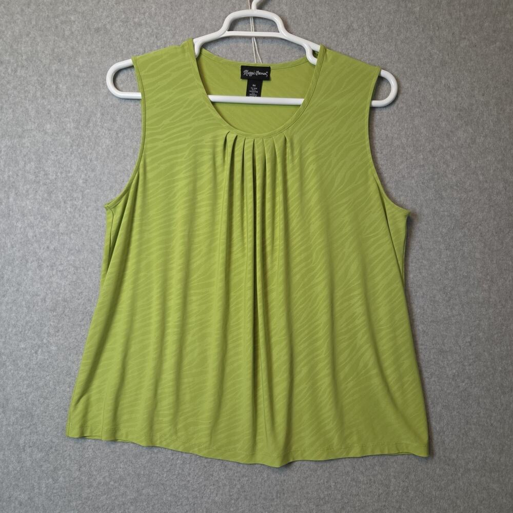 Maggie Barnes Lime Green Pleated Neck Classic Career Tank Women's Plus 0X